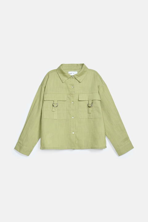 GIRLS LINEN BUTTON DOWN SHIRT