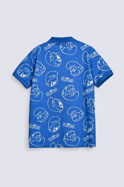 BOYS SMURF PRINT POLO