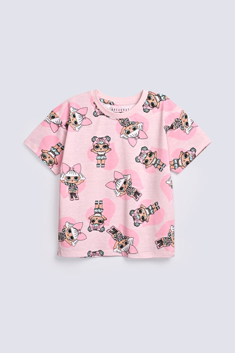 GIRLS DROP SHOULDER LOL PRINTED T SHIRT