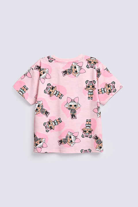 GIRLS DROP SHOULDER LOL PRINTED T SHIRT