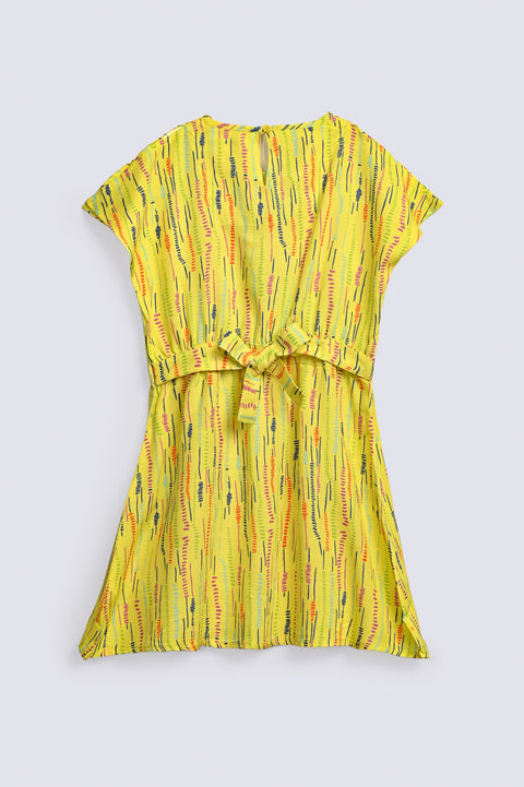 GIRLS PRINTED ELASTICATED BAND DRESS