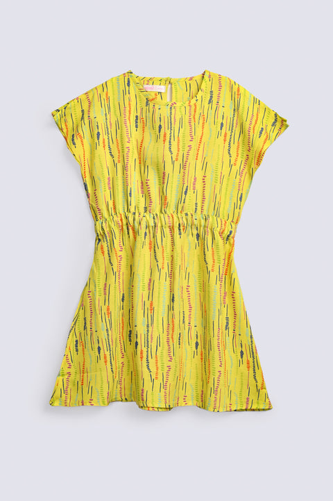 GIRLS PRINTED ELASTICATED BAND DRESS