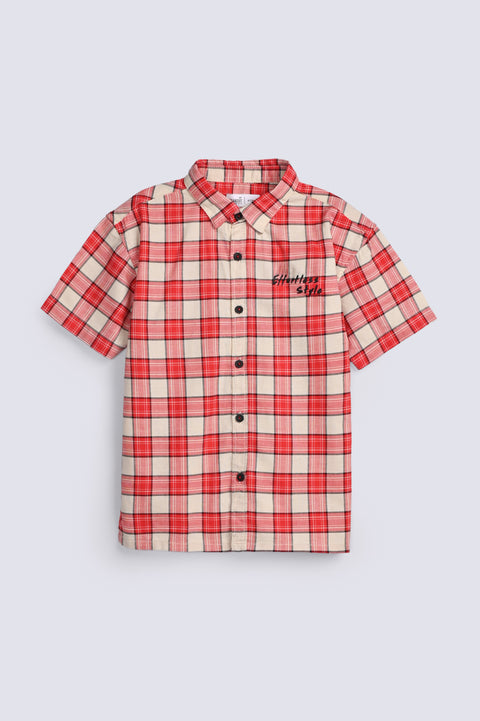 BOYS DROP SHOULDER CHECKERED SHIRT