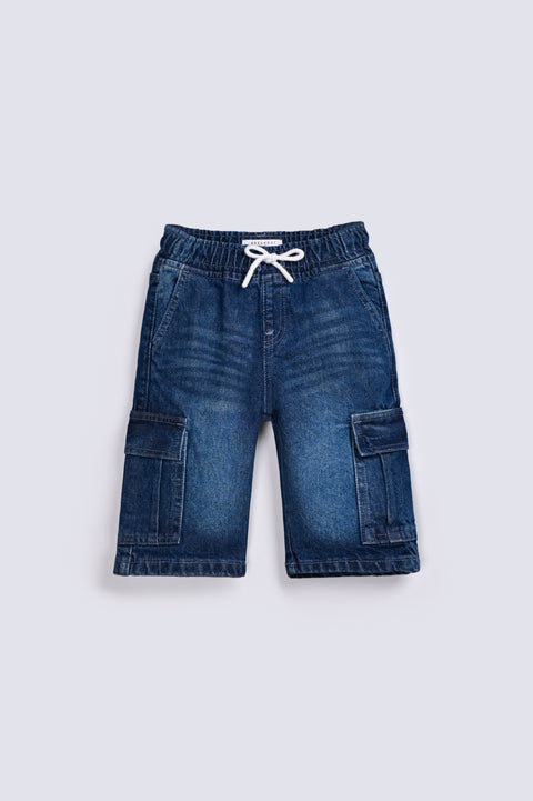 BOYS BERMUDA CARGO DENIM SHORTS
