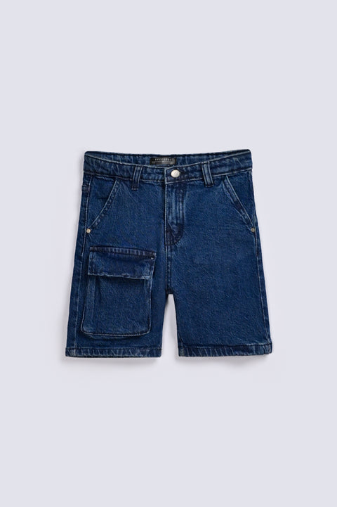 BOYS CARGO POCKET DENIM SHORTS