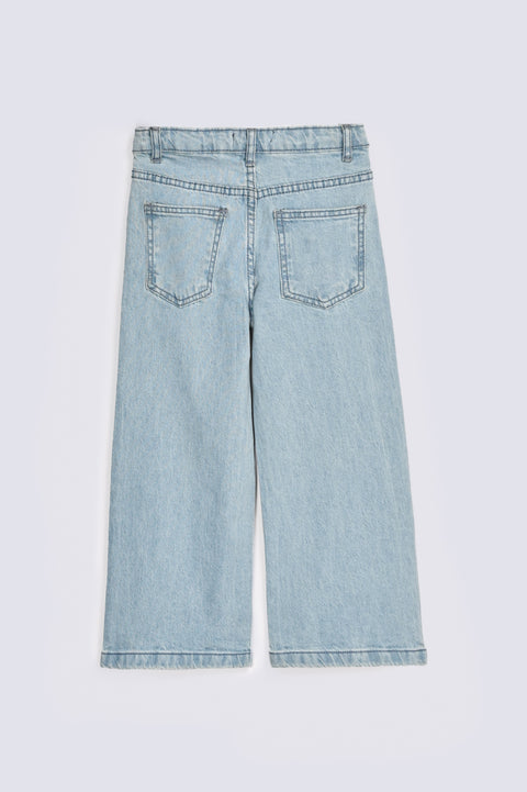 GIRLS WIDE LEG STUDDED DENIM