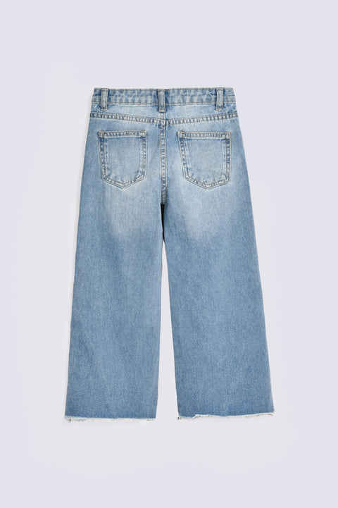 GIRLS LOOSE FIT FRAYED DENIM