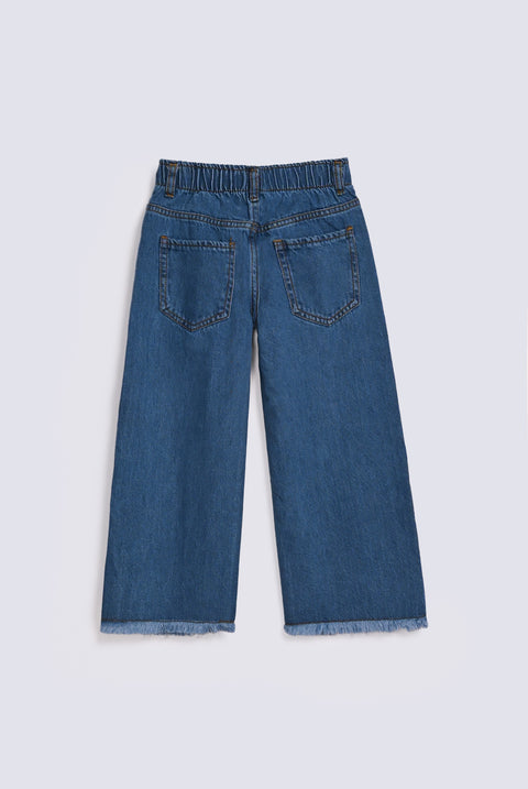 GIRLS WIDE LEG FLORAL PRINTED DENIM