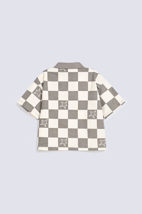 BOYS BOXY FIT PRINTED POLO