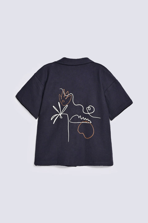 BOYS EMBROIDERED RESORT COLLAR SHIRT