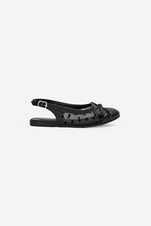 GIRLS POLKA MESH BOW SLING BACK SANDALS