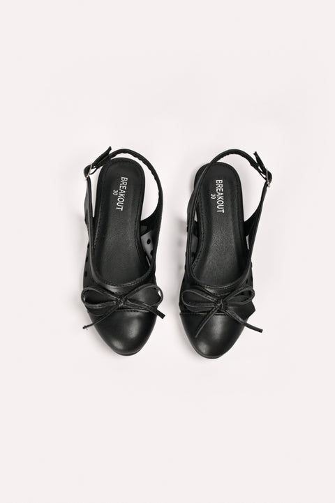 GIRLS POLKA MESH BOW SLING BACK SANDALS