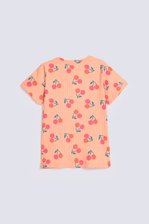 GIRLS PRINTED RIBBED TEE