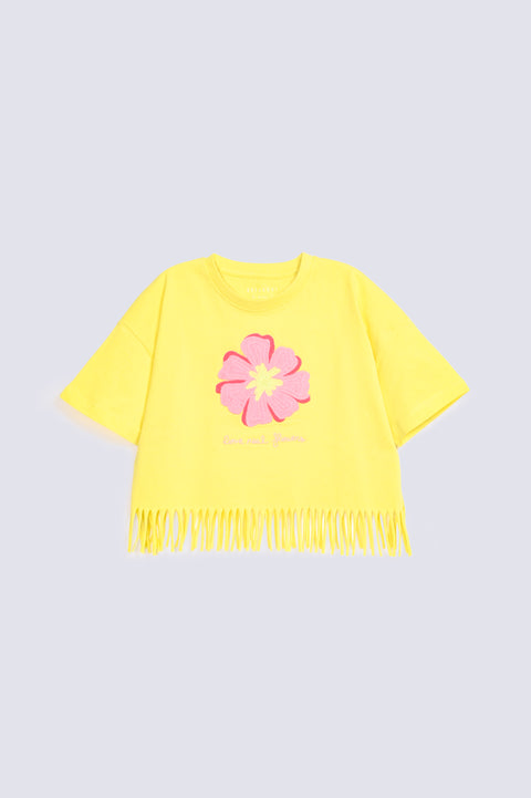GIRLS BOXY EMBROIDERED FLOWER T-SHIRT