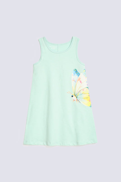 GIRLS BUTTERFLY PRINTED DRESS