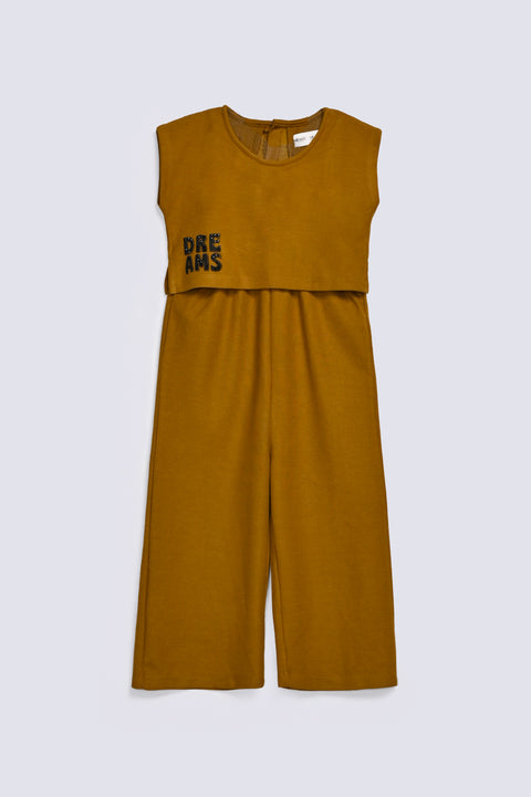 GIRLS DOUBLE LAYER EMBELLISHED JUMP SUIT