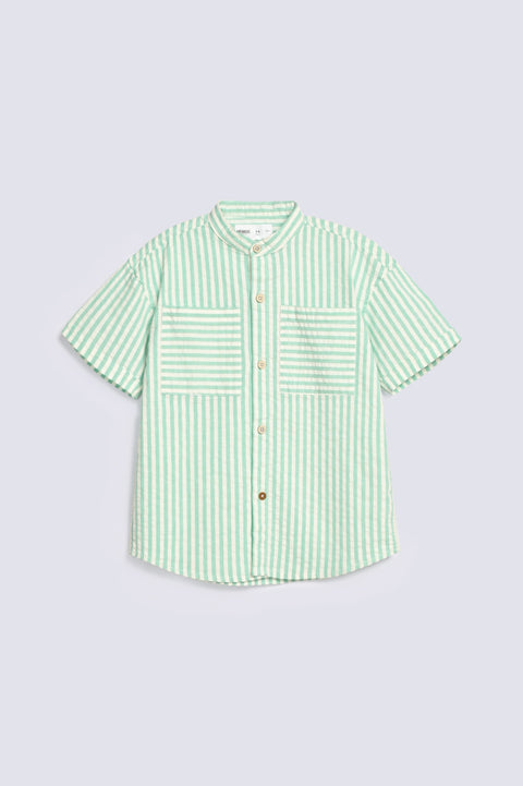 BOYS SEERSUCKER STRIPED SHIRT