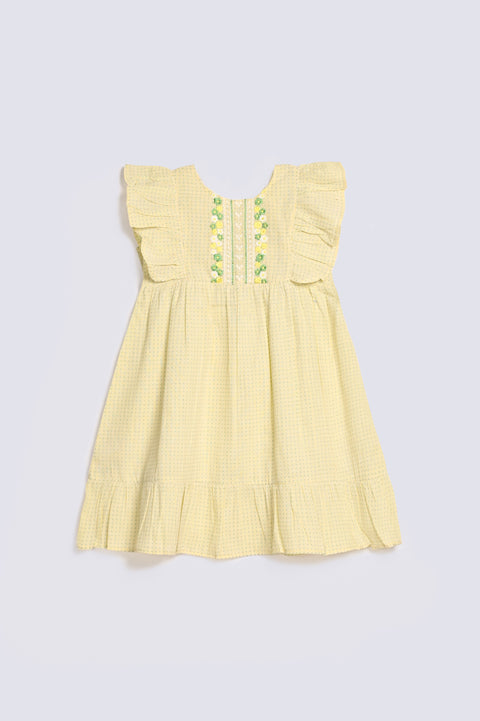 GIRLS EMBROIDERED DRESS WITH FRILL