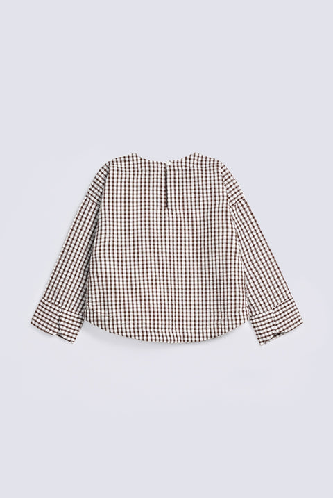 GIRLS CHECKERED EMBROIDERED TOP