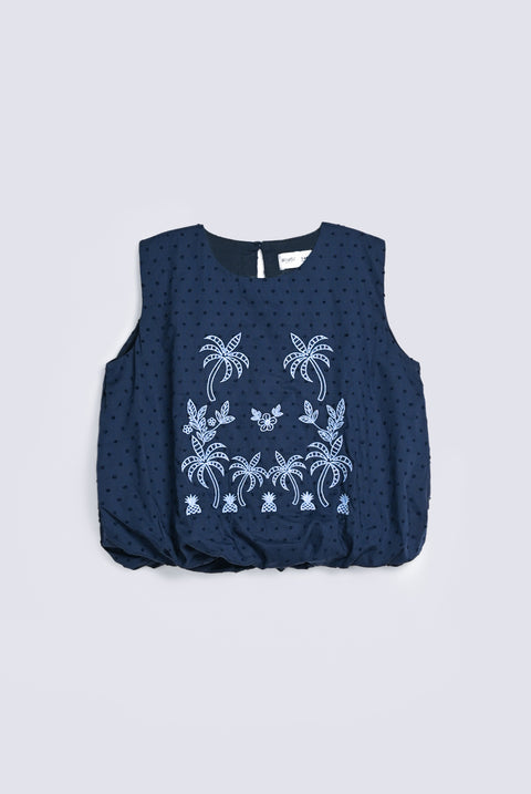GIRLS EMBROIDERED BUBBLE TOP
