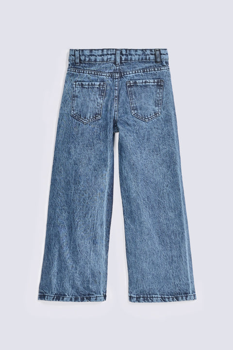 GIRLS WIDE LEG MINNIE PRINTED DENIM