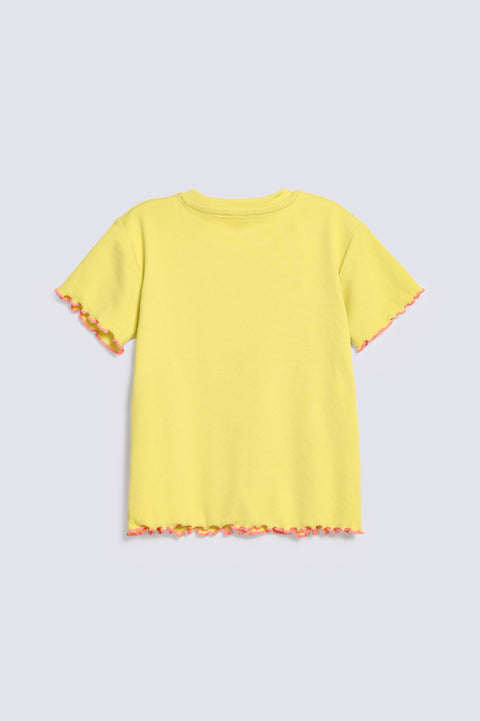 GIRLS RIBBED PRINTED T-SHIRT