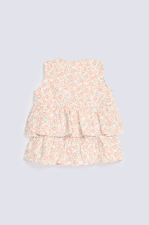 GIRLS FLORAL PRINTED SLEEVELESS TOP
