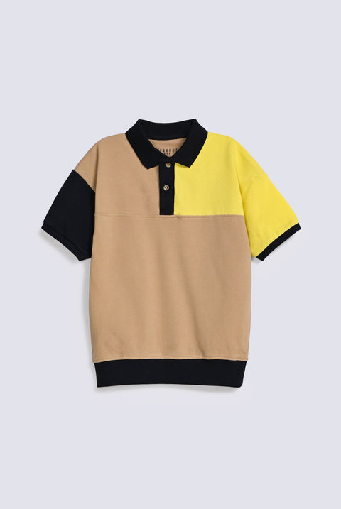 BOYS COLOR BLOCK RIBBED POLO