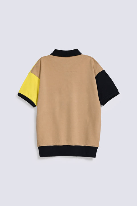 BOYS COLOR BLOCK RIBBED POLO