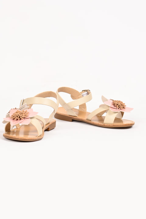 GIRLS FLORAL CHARM ANKLE STRAP SANDAL