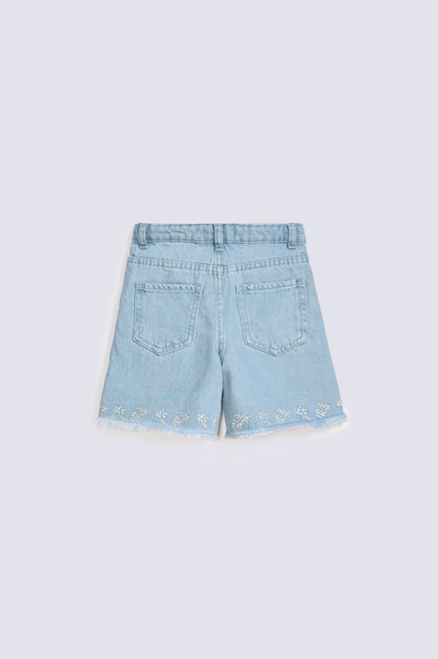 GIRLS EMBROIDERED DENIM SHORTS