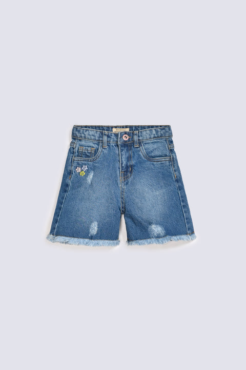 GIRLS EMBROIDERED DENIM SHORTS