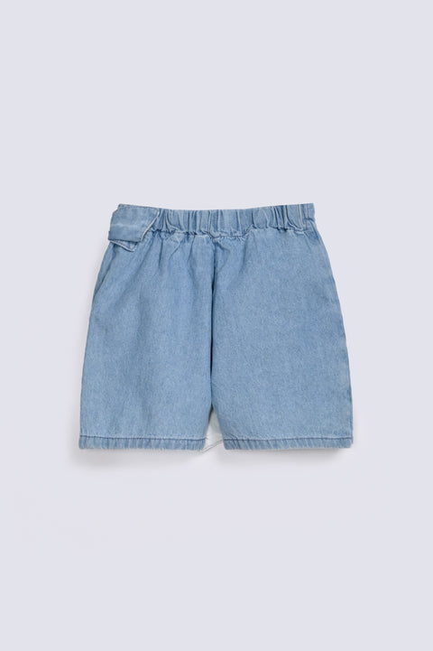 GIRLS EMBROIDERED OVERLAP DENIM SHORTS