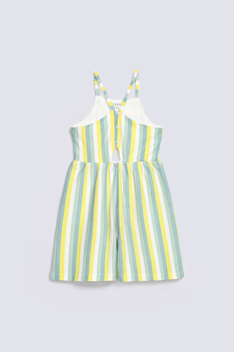 GIRLS STRIPED KNIT PLAY SUIT