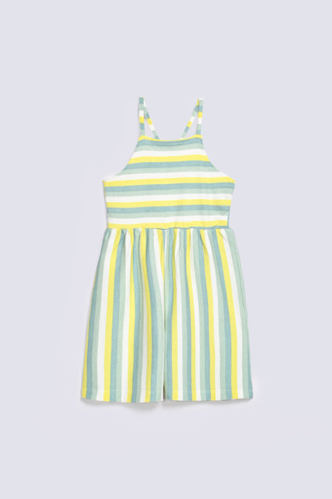 GIRLS STRIPED KNIT PLAY SUIT