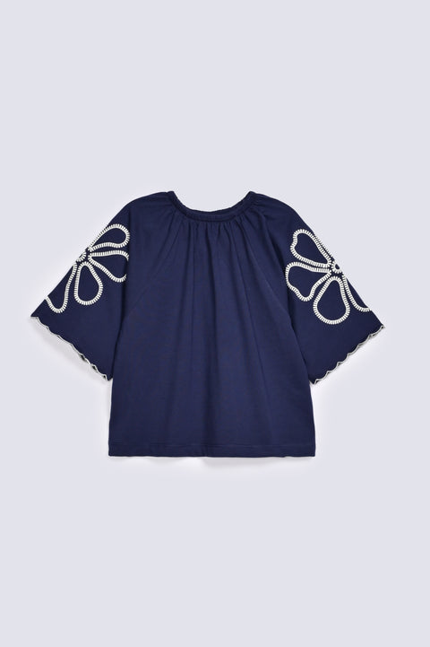 GIRLS FLORAL PRINTED KNIT TOP
