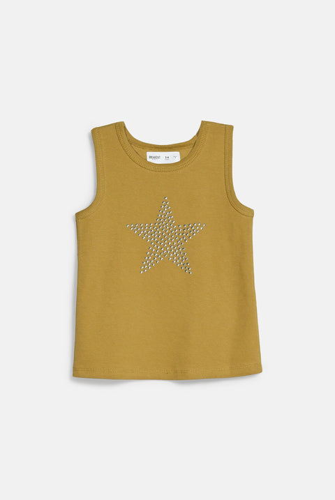 GIRLS RIBBED STAR STUDDED TANK TOP