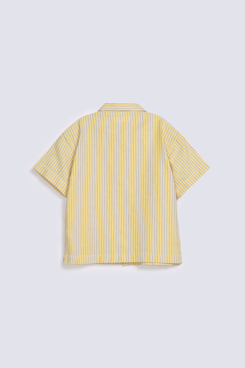 BOYS STRIPED RESORT COLLAR SHIRT