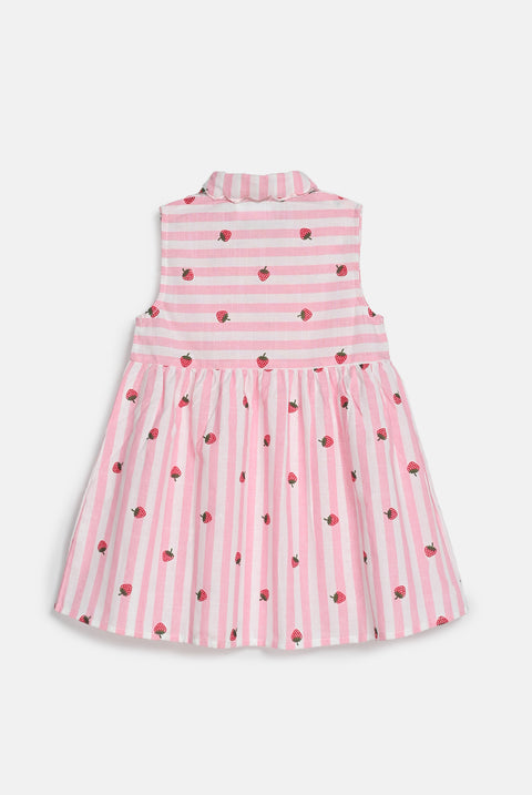 GIRLS EMBROIDERED COLLAR PRINTED DRESS