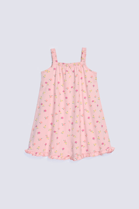 GIRLS FLORAL PRINTED KNIT PLAYSUIT