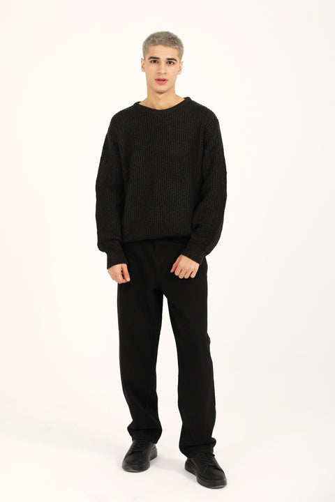 BOXY FIT HALF CARDIGAN KNIT SWEATER