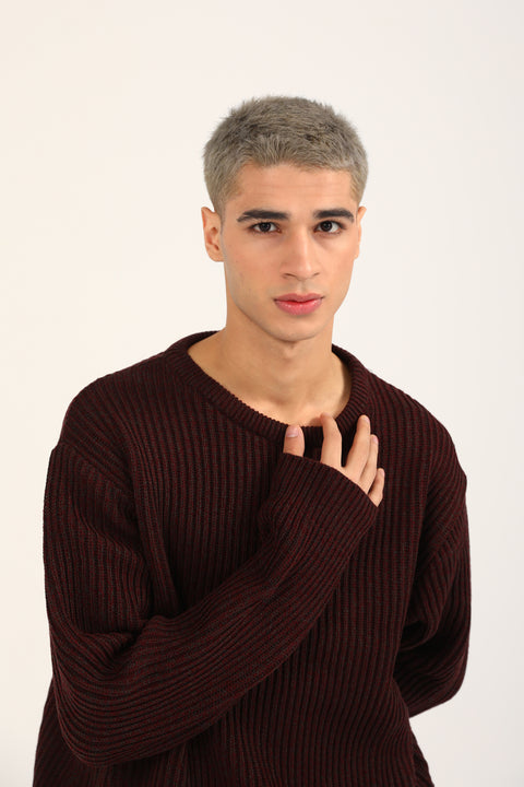 BOXY FIT HALF CARDIGAN KNIT SWEATER