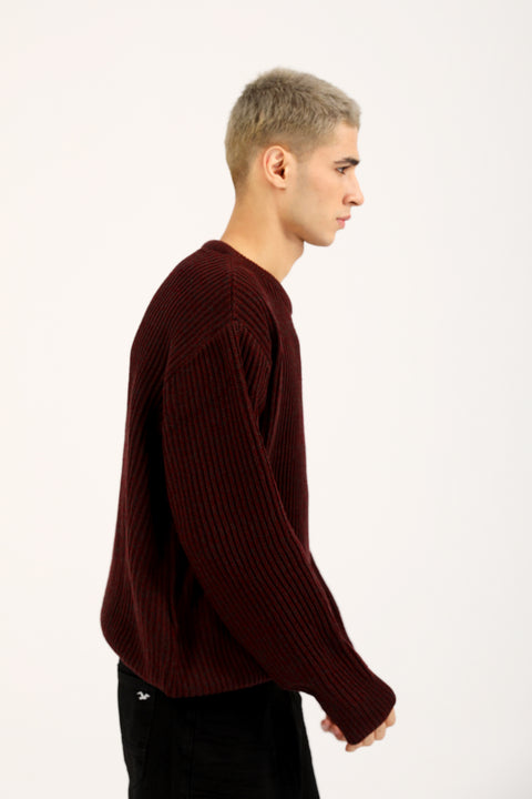 BOXY FIT HALF CARDIGAN KNIT SWEATER