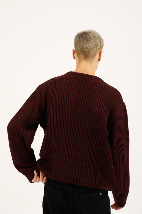 BOXY FIT HALF CARDIGAN KNIT SWEATER
