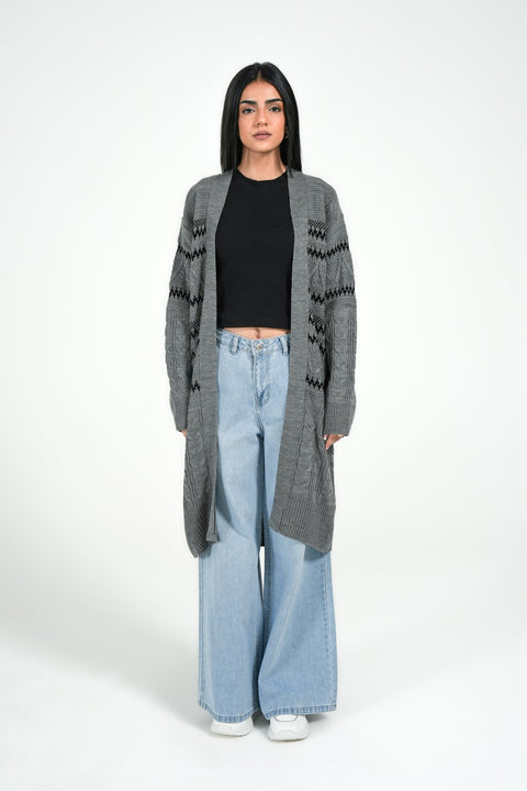 LONG JACQUARD KNIT CARDIGAN