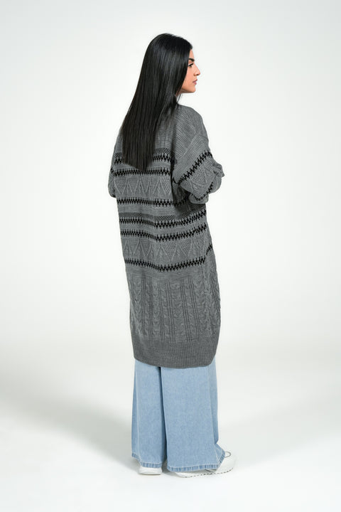 LONG JACQUARD KNIT CARDIGAN