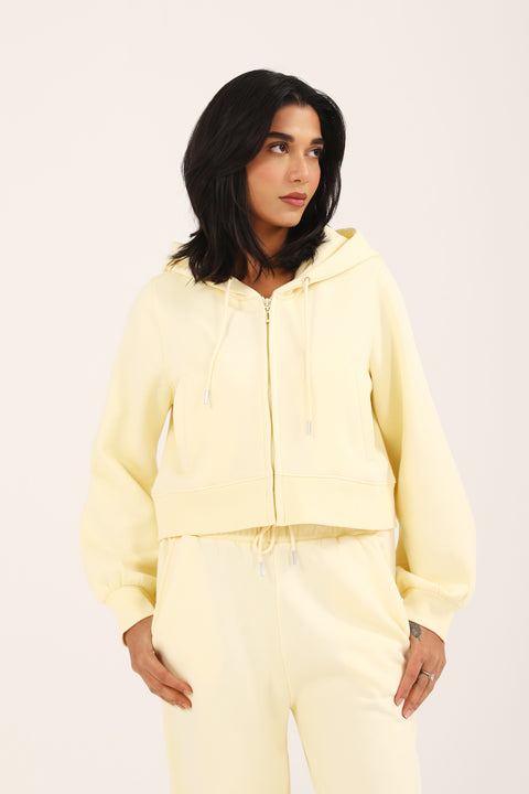 CROPPED HOODIE WITH BLOUSED SLEEVE