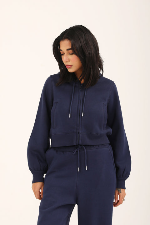 CROPPED HOODIE WITH BLOUSED SLEEVE