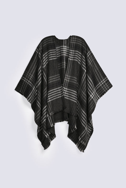 TEXTURED CHECKERED CAPE SHAWL