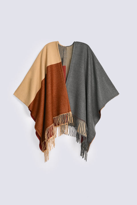 BLOCK PATTERNED CAPE SHAWL